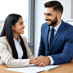 **Image Prompt:** A professional financial advisor in a modern office setting, explaining the benefits of a Beamtenkredit (civil servant loan) to a young couple. The advisor is pointing to a graph showing favorable interest rates. The couple is dressed in modest, professional attire. Focus on a friendly, informative atmosphere. safe for work, appropriate content, fully clothed, professional photography, perfect anatomy, natural proportions.