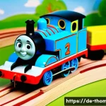 Home 16 토마스 기차 완구 제품 추천 - A vibrant and detailed children’s playroom scene featuring a classic wooden Thomas the Tank Engine t...