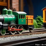 Home 21 토마스와 친구들 애니메이션 제작자 인터뷰 - A detailed scene of a classic stop-motion animation studio set for a children’s train series, featur...