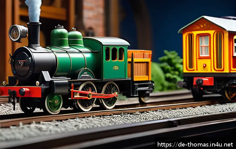 토마스와 친구들 애니메이션 제작자 인터뷰 - A detailed scene of a classic stop-motion animation studio set for a children&rsquo;s train series, featur...